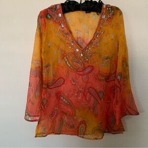 Anna Multicolor Paisley V-Neck Blouse